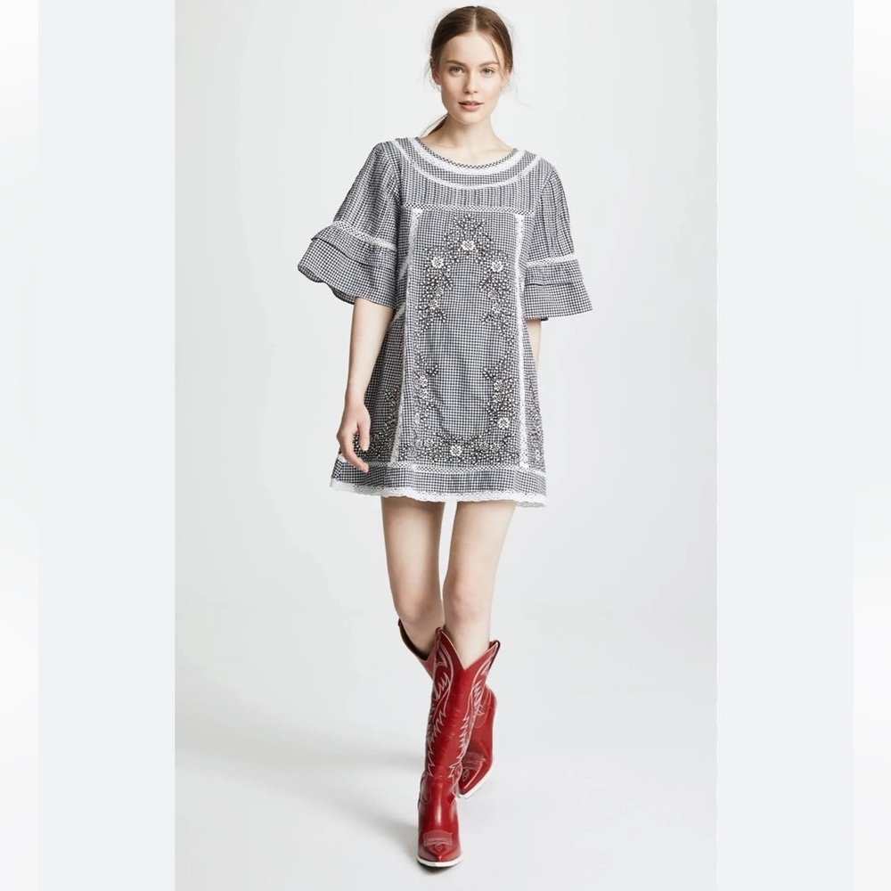 Free People Dresses Free People Sunny Day Dress Mini Gingham Black White Size S